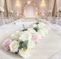 Nouvelle rangée de fleurs artificielles en soie, arrangement floral artificiel fini pour mur floral d'hôtel, allée de mariage, décoration d'événements