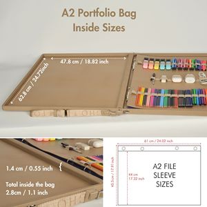A2 Leather Binder Portfolio Giftable Padfolio Folder for Artists <b>Interior</b> <b>Accessory</b> with Painters and Art Supplies - Product Image 6