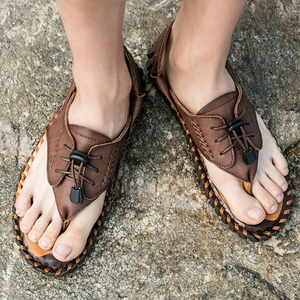 <strong>Men's</strong> Custom Logo <strong>Leather</strong> Sandals Waterproof Summer Garden <strong>Clogs</strong> with Pattern for Hiking - Product Image 4