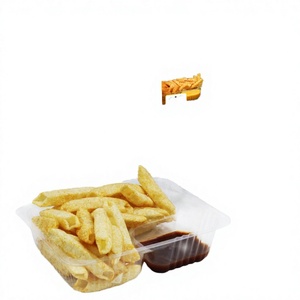 100 plateaux jetables en plastique PP de 12 oz pour chocolat, salades, biscuits, nachos, 6x5, 2 compartiments, plateaux transparents pour collations pour les fêtes d'enfants, les films - Product Image 1