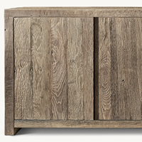 Meuble TV Rhoohill personnalisé, style vintage américain, en bois massif, 4 portes, table en chêne recyclé, console multimédia en bois