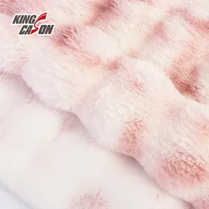 Kingcason Nhà Sản Xuất Bán Buôn Mờ Fluffy Sang Trọng Một Bên 350GSM Bong Bóng Bàn Chải Thỏ Lông Thú Giả Vải Cho Thổ Nhĩ Kỳ Thị Trường