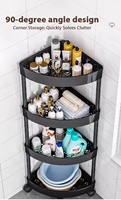 Étagère d'angle pliable en plastique écologique multi-niveaux pour toilettes, support de rangement mobile pour l'organisation (vente en gros)