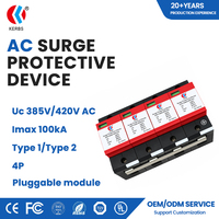 Dispositif de protection contre les surtensions AC 4P 100kA Type T2 385V Rail DIN Panneaux électriques industriels triphasés enfichables