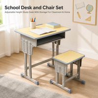 Ensemble de bureau et chaise d'étudiant en métal moderne pour salle de classe - Durable et écologique - Vente directe d'usine