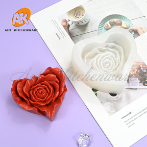 Moldes de silicona 3D <span class=keywords><strong>AK</strong></span> Rose Heart para velas de resina, molde para decoración de pasteles de mousse para bodas, molde para chocolate, decoración de hormigón DIY - Product Image 4