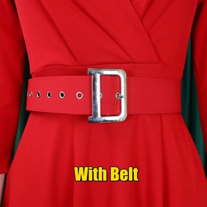 Vestido <span class=keywords><strong>Midi</strong></span> Elegante para <span class=keywords><strong>Mujer</strong></span>, Modelo <span class=keywords><strong>H</strong></span>-1097, Corte en A, Cuello Solapa, Cinturón, Bolsillos, Manga 3/4, Color Sólido, para Otoño y Primavera - Product Image 4