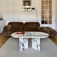 Table basse italienne de luxe en marbre blanc Calacatta Viola Base basse/plinthes/piédestal Ensemble de maison moderne pour meubles de salon