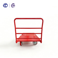 Chariot industriel pliable OEM robuste à grande plateforme, cadre métallique à barre simple, quatre roues en PU, capacité de 450 kg