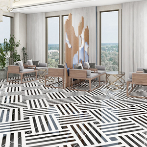 Simple Glossy Black and <strong>White</strong> Ceramic <strong>Mosaic</strong> <strong>Tiles</strong> 800X800 for Hair Salon KTV Hotel Lobby Floor - Product Image 2