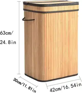 Großhandel Haushalt faltbarer Aufbewahrungsbehälter Stoff Wäschekorb Bambus-Wäschebehälter mit Deckel