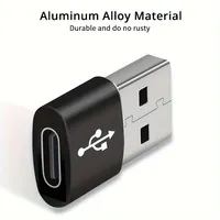 Adaptador USB a Tipo C de Aluminio, Convertidor USB3.0 Macho a USB-C Hembra, Carga Rápida y Transferencia de Datos para Laptop y Teléfono