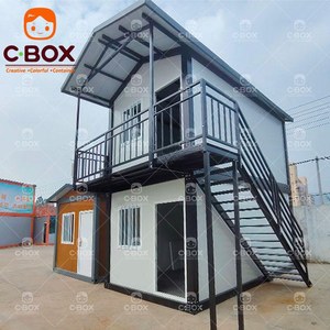 บ้านคอนเทนเนอร์ดัดแปลง C-BOX ทรงสี่เหลี่ยม ดีไซน์ทันสมัย พร้อมระเบียงและบันได สำหรับอยู่อาศัย - Product Image 1