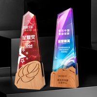 Nouveau trophée personnalisé en cristal coloré de forme créative, écologique et gravé, pour les employés exceptionnels, les vainqueurs et les champions – Ventes