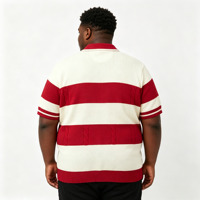 Pull personnalisé avec logo pour homme, manches courtes, col rond, tricot décontracté, rayures jacquard, polo en tricot pour homme