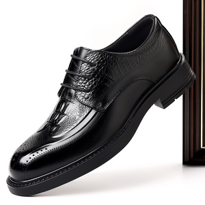 2026 New Men's Brogue Dress Shoes Top Layer Cowhide Breathable British Style Wedding Shoes <b>Dropshipping</b> - Product Image 3