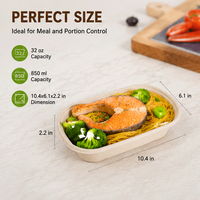 Conteneur alimentaire jetable en bagasse de canne à sucre compostable pour la préparation des repas, boîte à lunch à emporter, écologique, OEM ODM