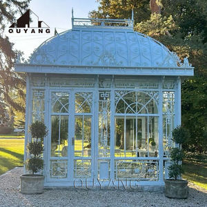 Invernadero de Vidrio Estilo Victoriano Grande para Exteriores QUYANG, Invernadero de Hierro Forjado Blanco para Exhibición de Plantas de Jardín - Product Image 6