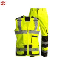 Combinaison de sécurité haute visibilité pour femmes JIADE EN ISO 20471 Classe 2, ensemble veste et pantalon imperméables, vêtements de travail multi-poches
