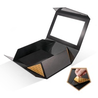 Logo personnalisé noir mat grande boîte d'emballage cadeau pliante Magneti en carton de luxe en papier rigide pour proposition de garçon d'honneur avec fenêtre