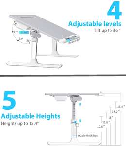 Bureau d'ordinateur portable en cuir pvc, bureau <span class=keywords><strong>inclinable</strong></span> avec tiroir, pieds réglables en aluminium, table d'étude <span class=keywords><strong>pour</strong></span> ordinateur portable noir - Product Image 4