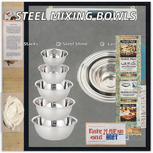 ชุดชามผสมสแตนเลสสตีลขัดเงา ดีไซน์ทันสมัย เป็นมิตรกับสิ่งแวดล้อม สำหรับเตรียมอาหาร ซ้อนเก็บได้ ใช้งานง่าย เหมาะสำหรับใช้ในบ้าน - Product Image 2