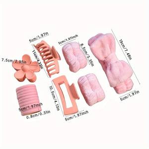 بيع بالجملة طقم إكسسوارات شعر نسائية مكون من 16 قطعة، ربطة غسيل سبا منفوشة، مشبك شعر على شكل زهرة، وأطواق شعر بفيونكة - Product Image 2