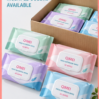 Lingettes de toilette fraîches OEM, 42 lingettes, couvercle rabattable, emballage souple, marque privée