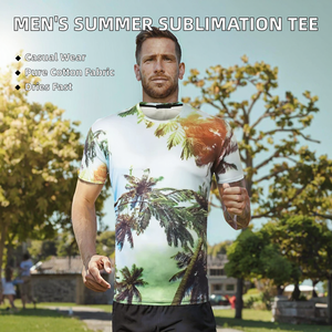 Camiseta de Hombre con Estampado 3D de Palmeras, Cuello Redondo, Manga Corta, Tejida, Transpirable, de Secado Rápido, para Uso Casual de Verano - Product Image 2