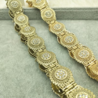 Bijoux de mariage ethniques en gros R marque pleine strass Maroc ceinture or argent Caftan chaîne de taille alliage matériel grande taille