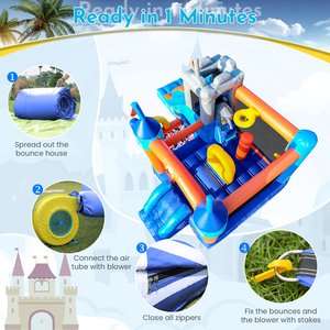 Thương mại lâu đài bouncy dành cho người lớn Kid bên <span class=keywords><strong>Inflatable</strong></span> nhà bị trả lại Combo lâu đài với slide, Vòng quăng trò chơi, bóng rổ Hoop, trở ngại - Product Image 6