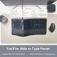 Clavier à fil USB ergonomique Wave avec repose-poignet rembourré et béquille intégrée
