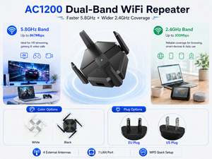 Répéteur WiFi AC1200 Bi-bande 5GHz 2.4GHz avec 4 Antennes, Amplificateur de Signal, Mode AP WPS et Port LAN pour la Maison - Product Image 5