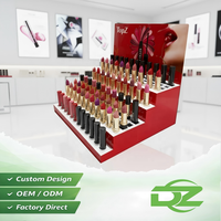 Boîte de présentation de rouge à lèvres pliable rouge personnalisée pour comptoir |   Présentoir de vente au détail en PVC/panneau mousse pour cosmétiques, montage facile