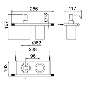 Dispenser di sapone doppio Treemme 22mm 400ml in resina e metallo Dispenser di sapone per le mani per alberghi e cucine schiuma di sapone liquido caratteristica - Product Image 2
