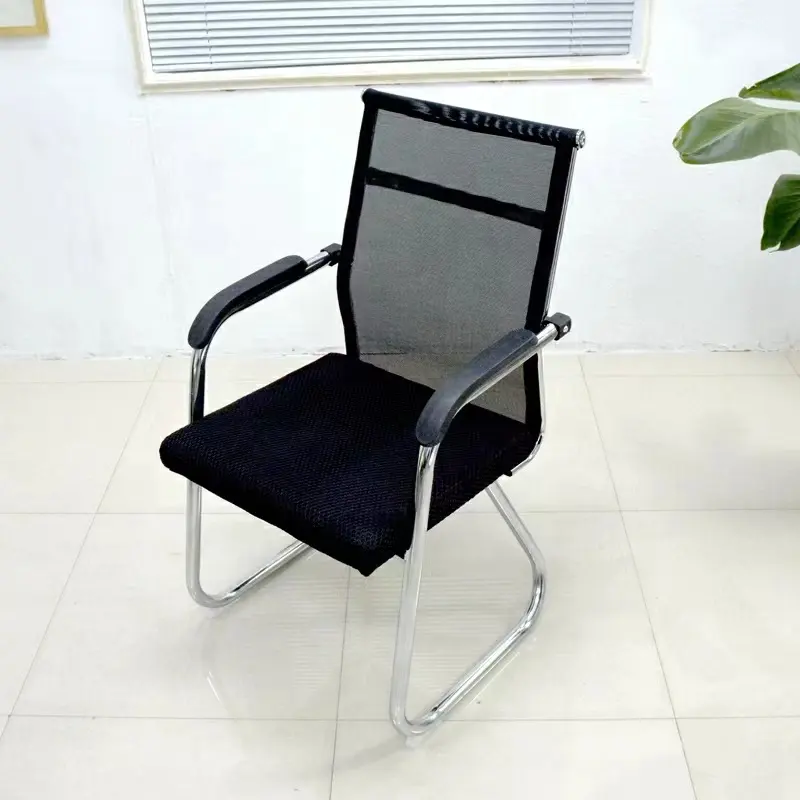 cheapest metal frame iron chair mesh office chair no wheels breathable mesh fabric chair