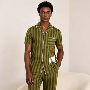 Custom Men Striped Pajamas Set Luxury Knitted <b>Pyjama</b> Set Bamboo Sleepwear Wholesale OEM ODM Pajama Manufacturers - Product Image 4