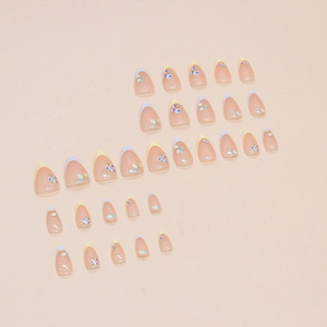 Ms.Miemie 24 pièces Faux ongles à presser en ABS style français, courts et amovibles, motifs mangue et <span class=keywords><strong>myrtille</strong></span>, autocollants pour doigts - Product Image 4