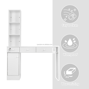 Salon gương trạm tạo kiểu kệ trạm làm đẹp tóc Spa thiết bị Salon cắt tóc trạm có 3 ngăn kéo, 1 tủ - Product Image 4