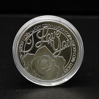Pièces de monnaie en métal souvenir en or et argent, motif roses pour couple, 'Aimé-aimée pour toujours', pièce porte-bonheur de mariage, avec boîte en acrylique, vente en gros