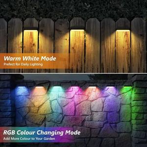 Lampe murale solaire 7 couleurs, éclairage de clôture, éclairage de jardin extérieur, éclairage de marches, mode blanc chaud RGB - Product Image 1