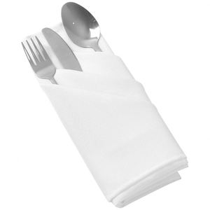 Serviettes de table rectangulaires personnalisées en polyester jacquard blanc, faites à la main, pour mariages et hôtels – Style lin lavé, durables et jetables - Product Image 3
