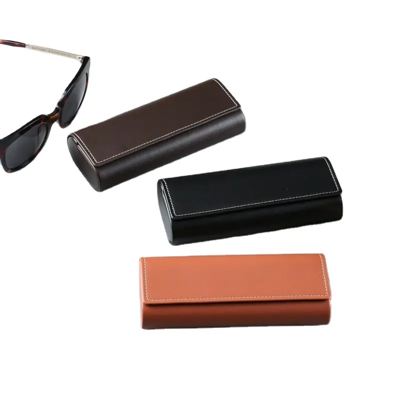 럭셔리 특대 블랙 두꺼운 가죽 선글라스 안경 안경 하드 광학 자석 안경 케이스 및 포장 가방