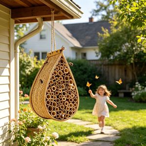 Bamboo Teardrop Beehive Hanging Insect Hotel Natural Handmade Garden Pollinator Habitat Patio Decor - Product Image 2