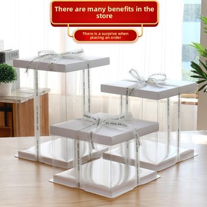 Caja Cuadrada Transparente Blanca para Pastel <span class=keywords><strong>de</strong></span> <span class=keywords><strong>Cumpleaños</strong></span> <span class=keywords><strong>de</strong></span> 6-14 Pulgadas, Simple/Doble/Tríplice, con Estampado en Caliente - Product Image 4