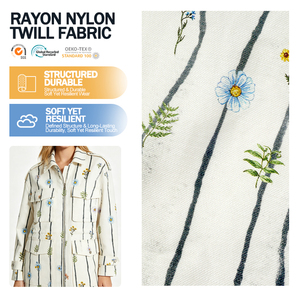 Tissu sergé fin en mélange de laine et de lyocell à texture slub imprimée sur mesure de haute qualité pour vêtements de mode - Product Image 1