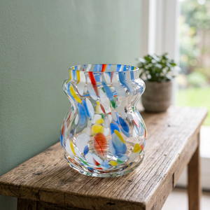 Bol en verre multicolore à confettis, soufflé à la main, style Murano, porte-fleurs de table, décoration moderne pour la maison et les fêtes de Noël - Product Image 2