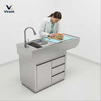 Table de toilettage pour animaux réglable avec structure en acier inoxydable pour usage vétérinaire et en salon de beauté pour animaux