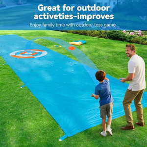 Aspersores y piscina de agua incorporados para jugar al aire libre, EN 71. Disfruta de la diversión infinita del verano con nuestro tobogán acuático doble. - Product Image 5