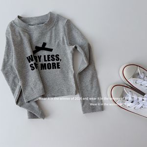 T-shirt Basic a Maniche Lunghe con Stampa Lettere e Fiocchi per <span class=keywords><strong>Bambina</strong></span> Autunno 2026 Grigio Nero Bianco 2-9 Anni - Product Image 6